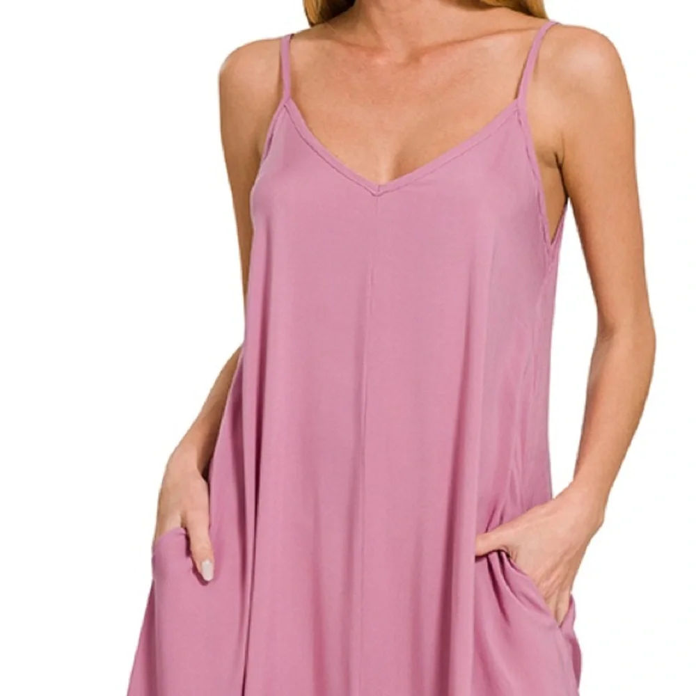 Zenana Light Rose Sleeveless Maxi Dress  100% Rayon - Picture 2 of 4